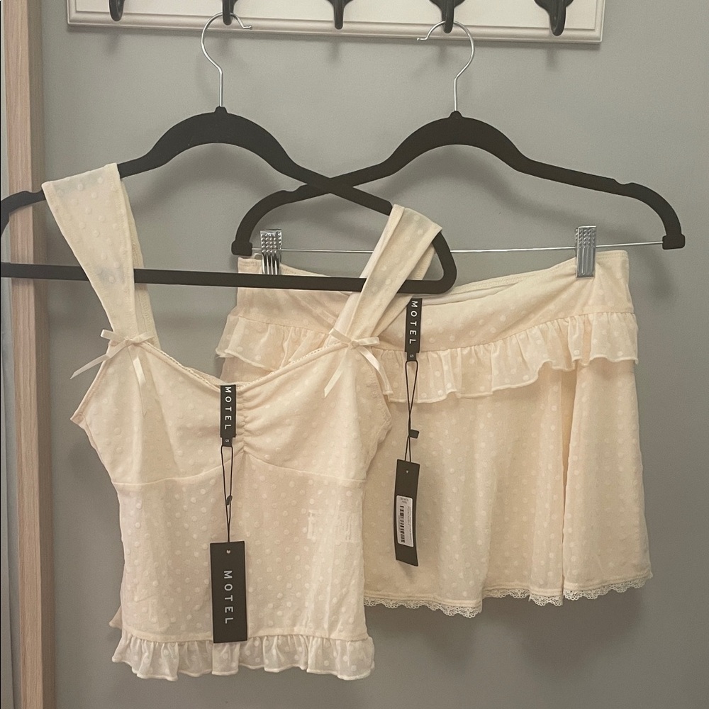 NWT Motel Rocks Butter Yellow Polka Set